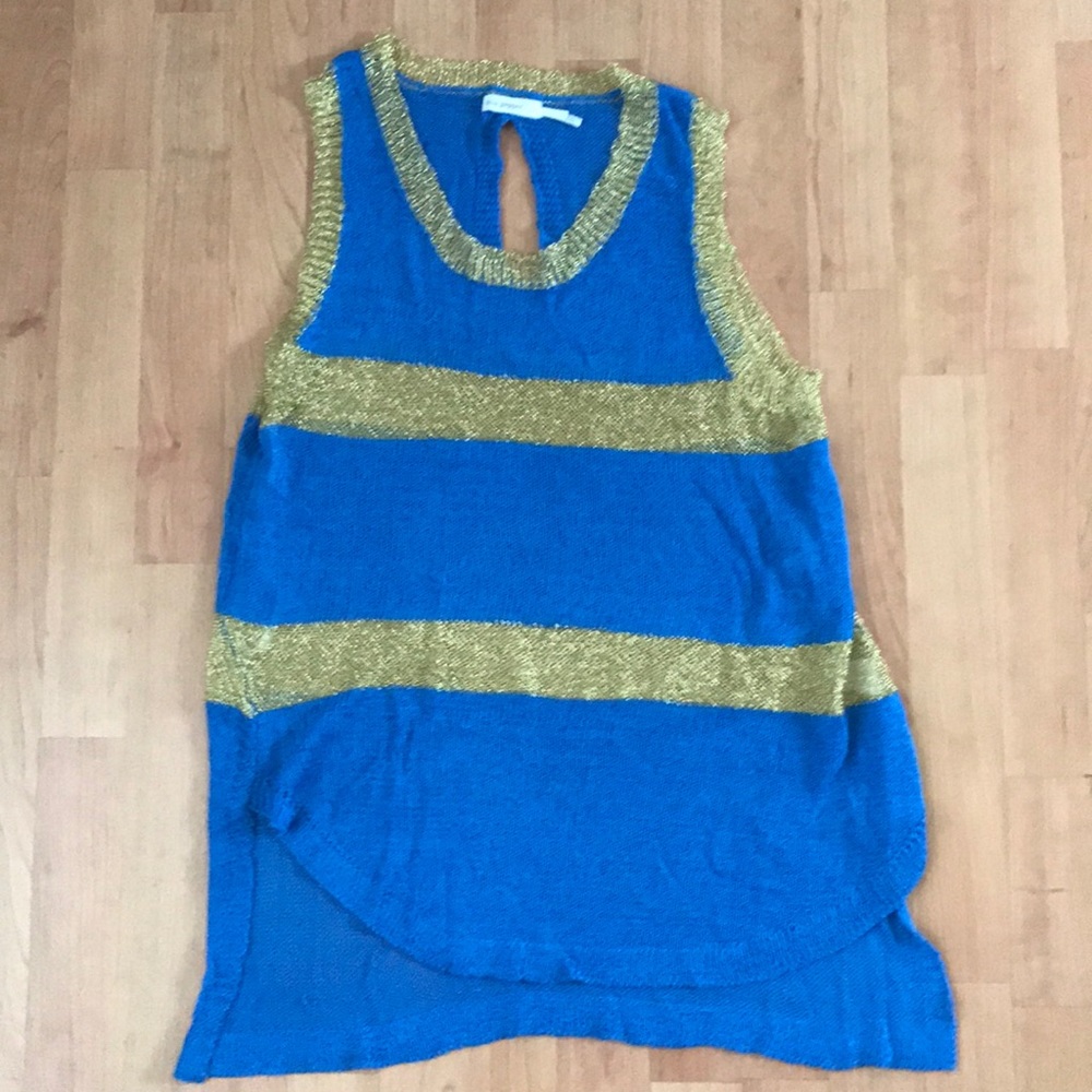Blu Pepper NEW Blue & Gold Sleeveless Sweater
